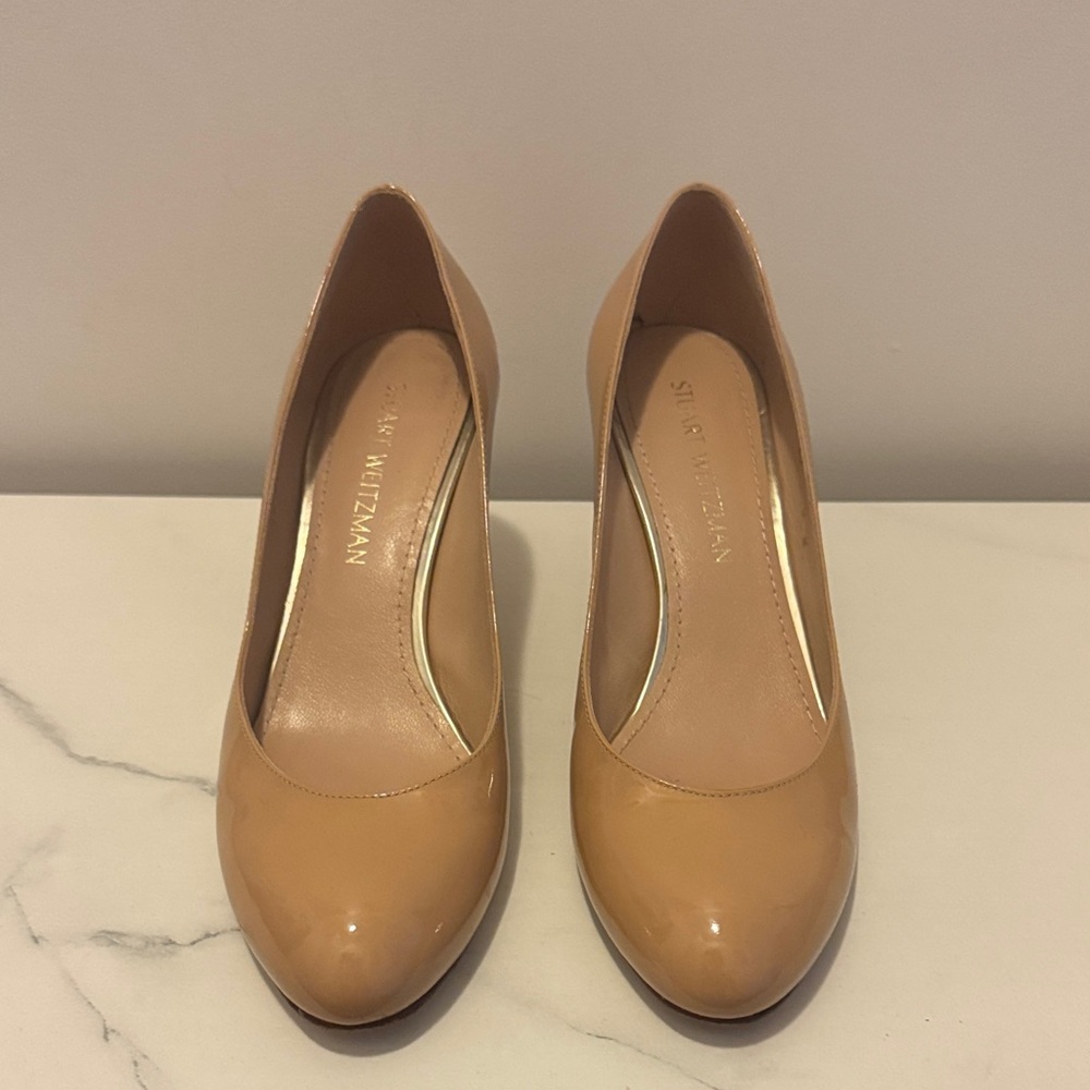 Stuart Weitzman Nude Patent Leather Heels